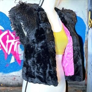 Skaist Taylor Nieman Marcus for Target Vest Black Shaggy Faux Fur SZ S Festival